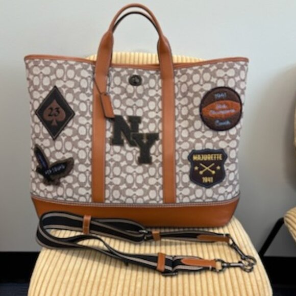 Coach Signature Tote with Tan and Black Accents - Picture 1 of 7